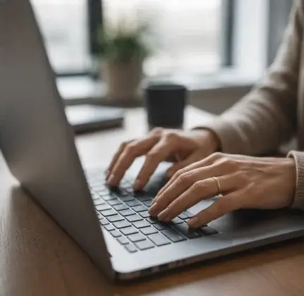 hands typing on a keyboard