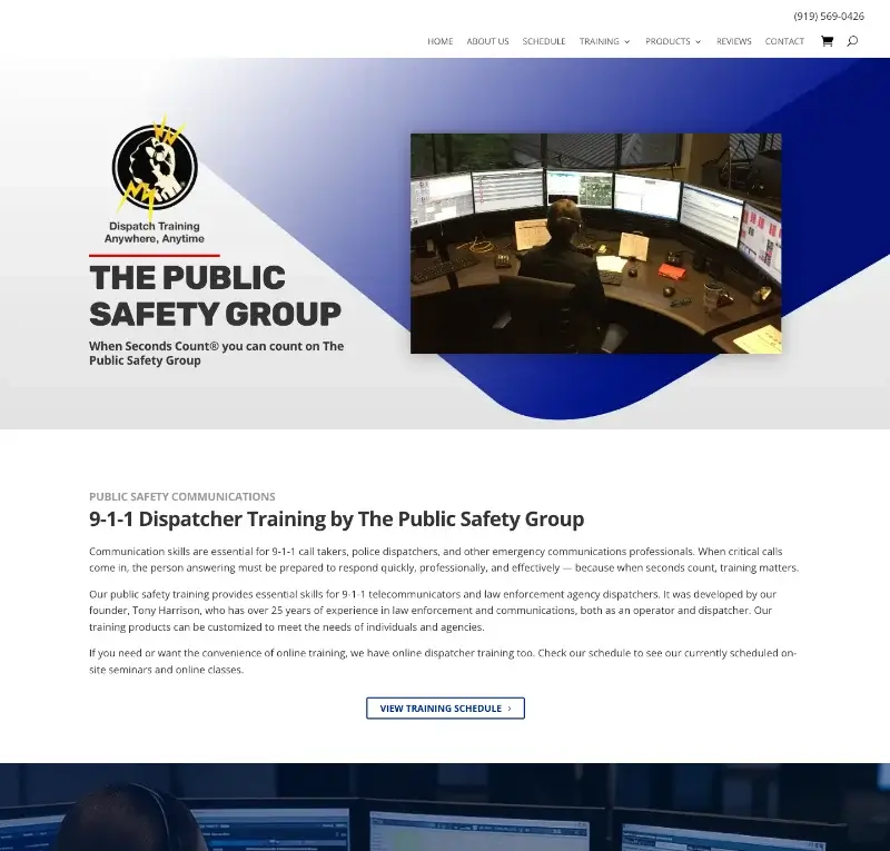 Public Safety Group homepage - featured client